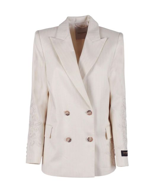 Ermanno Scervino Natural Double-Breasted Suit Jacket