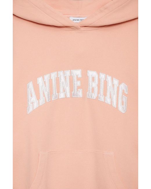 Anine Bing Pink Logo-Embroidered Hoodie