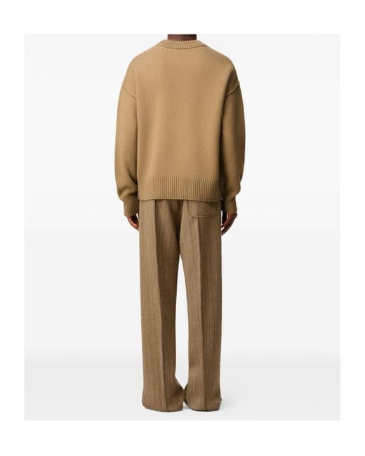AMI Brown Ami De Coeur Crewneck Sweater for men