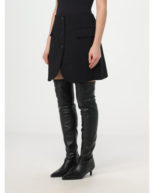 Lanvin Black Button-Detailed Tailored Mini Skirt