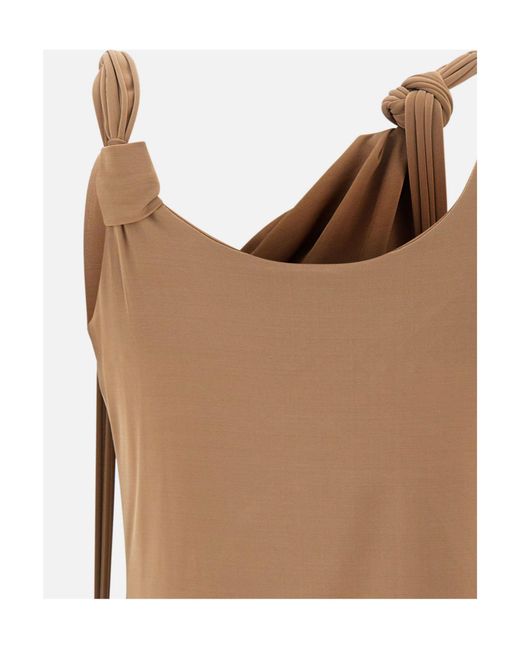 Blumarine Brown Glossy Jersey Top