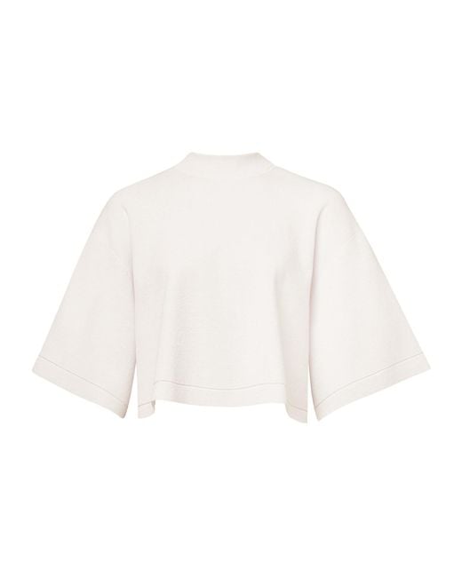 Alaïa White Alaïa Knitted Cropped T-Shirt