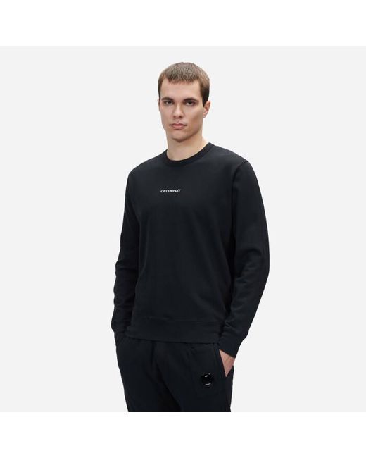 C P Company Blue Logo-Print Crew-Neck Sweatshirt for men