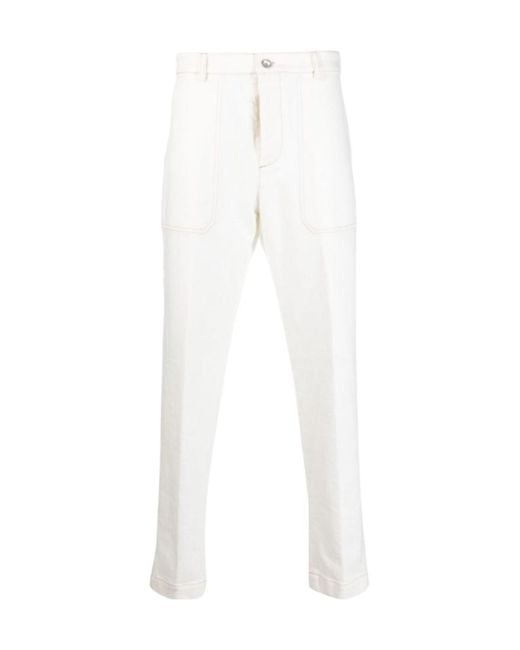 Peserico White Straight-Leg Stretch-Cotton Trousers for men