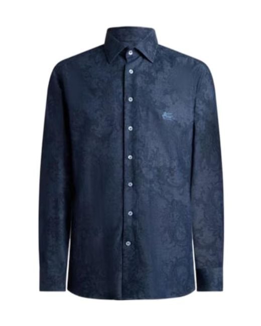 Etro Blue Paisley Ramage Shirt for men