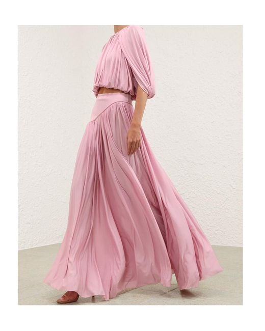 Zimmermann Pink Alchemy Pleated Maxi Skirt