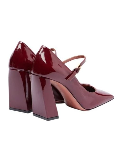 AMINA MUADDI Red Patent Leather Mary Jane Pumps