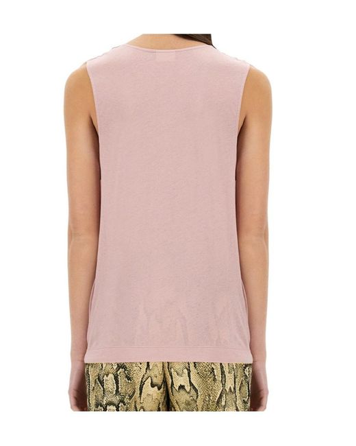 Dries Van Noten Pink Sleeveless Jersey Top