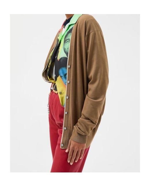 Versace Brown Logo Embroidered Button-Up Cardigan