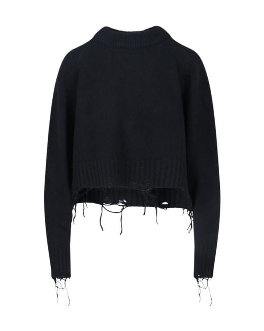 Low Classic Black 'Damage' Crop Sweater
