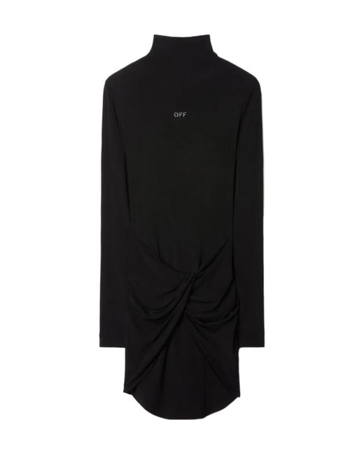 Off-White c/o Virgil Abloh Black Twist-Detailed High Neck Mini Dress