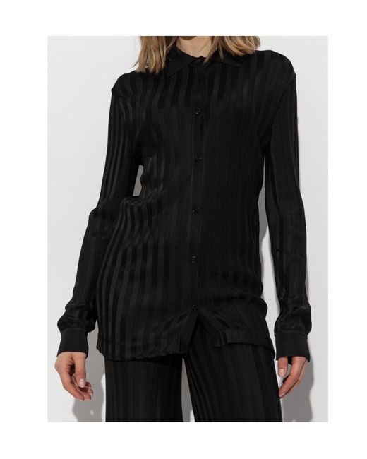 Tom Ford Black Stripe Pattern Button-Up Shirt