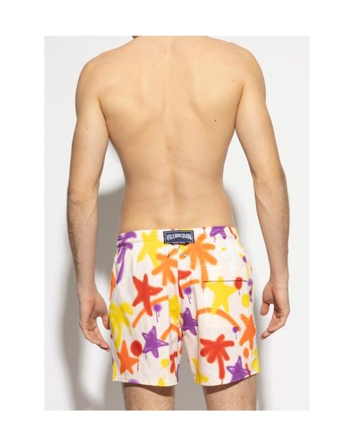 Palm Angels Orange X Vilebrequin Graphic Printed Swim Shorts for men
