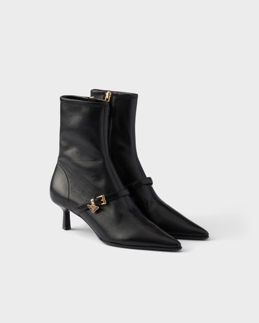 Prada Black Stretch Nappa Leather Booties