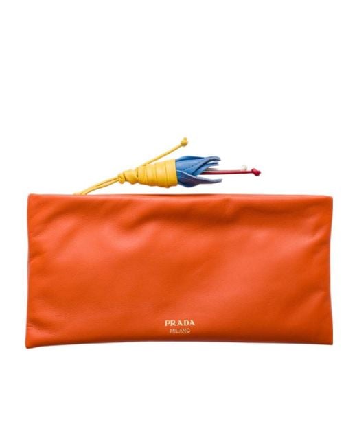 Prada Orange Zip-Up Pouch