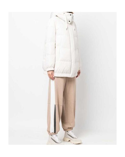 Brunello Cucinelli White Rhinestone-Embellished Padded Jacket