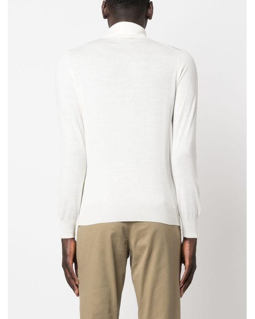 Lardini White Roll-Neck Wool Jumper for men