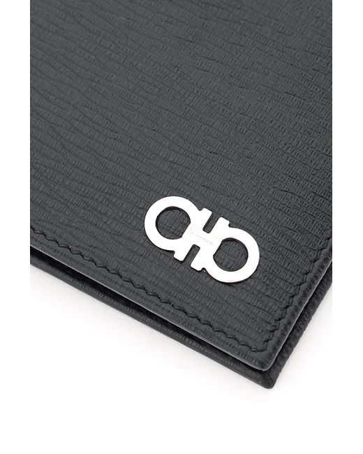 Ferragamo Black Ferragamo Gancini Logo Plaque Bifold Wallet for men