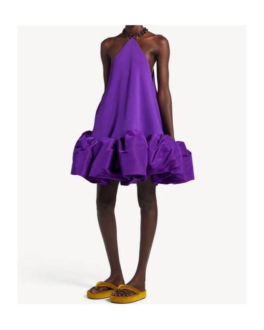 Balenciaga Purple Halter Balloon Mini Dress