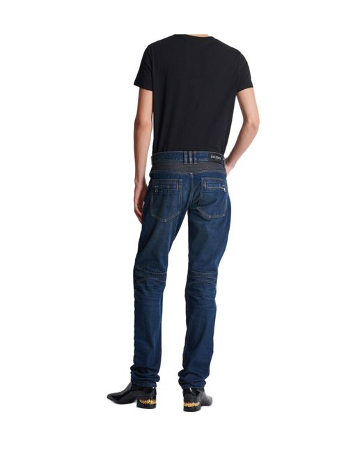 Balmain Blue Belt-Loop Jeans for men