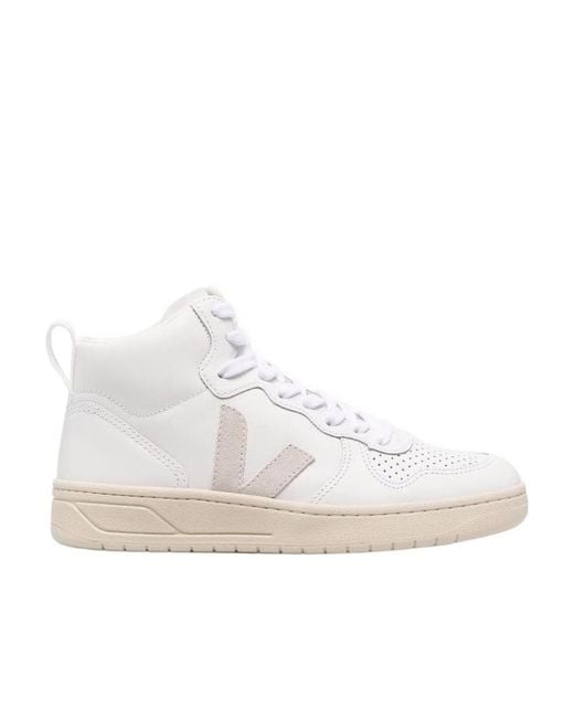 Veja White V-15 High-Top Sneakers