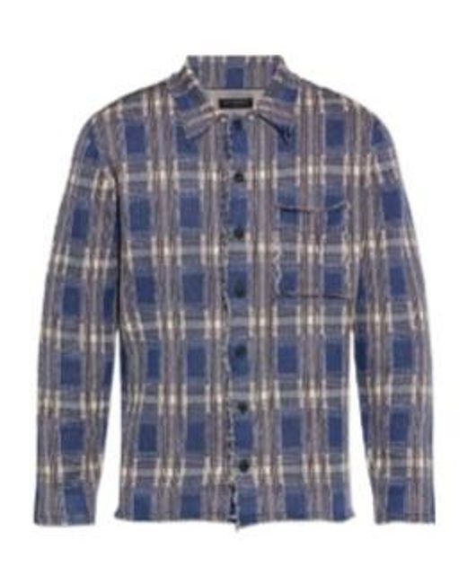 AllSaints Blue Solmar Frayed Check Shirt