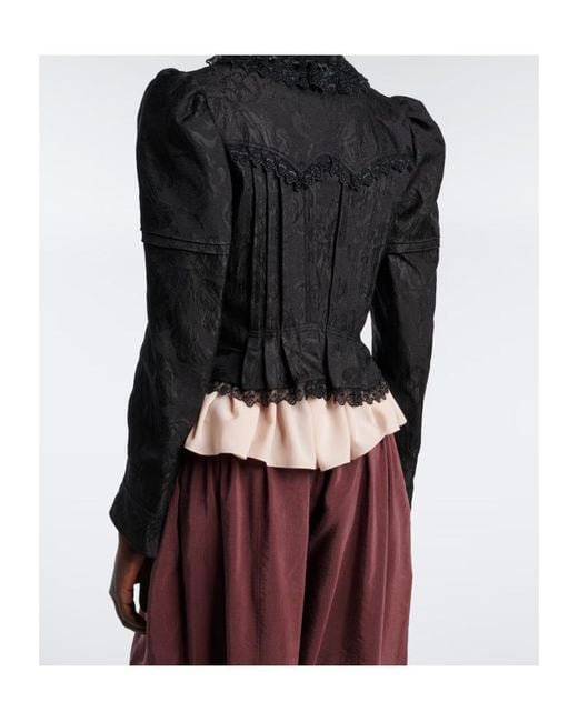 Chloé Black Wool-Silk Blend Jacquard Lace Jacket