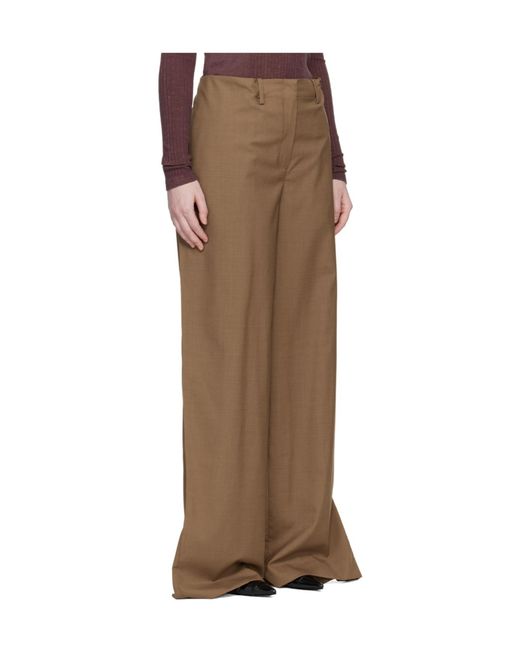 Mugler Brown Pleated Wrap Trousers