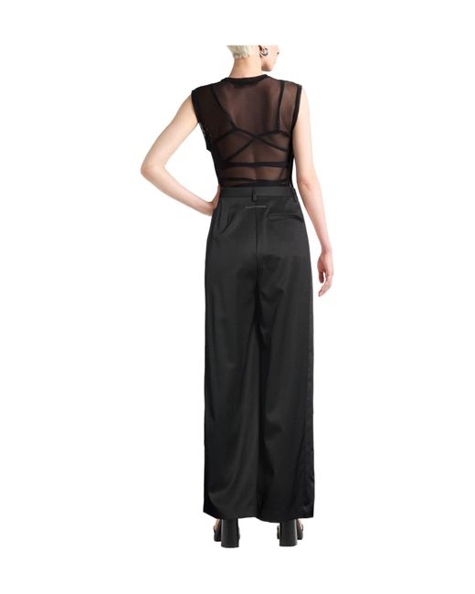 MM6 by Maison Margiela Black Solid Color Flared Trousers