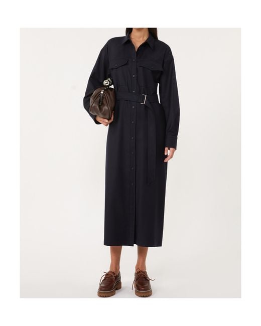 Weekend by Maxmara Blue Wool Flannel Dress