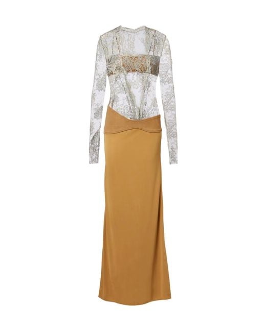 Christopher Esber Metallic Sèpienne Lace And Suede Gown