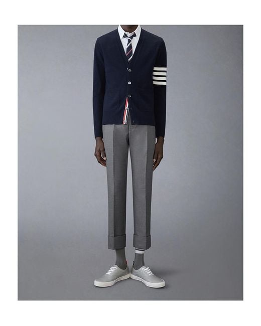 Thom Browne Blue 4-Bar V-Neck Cardigan for men