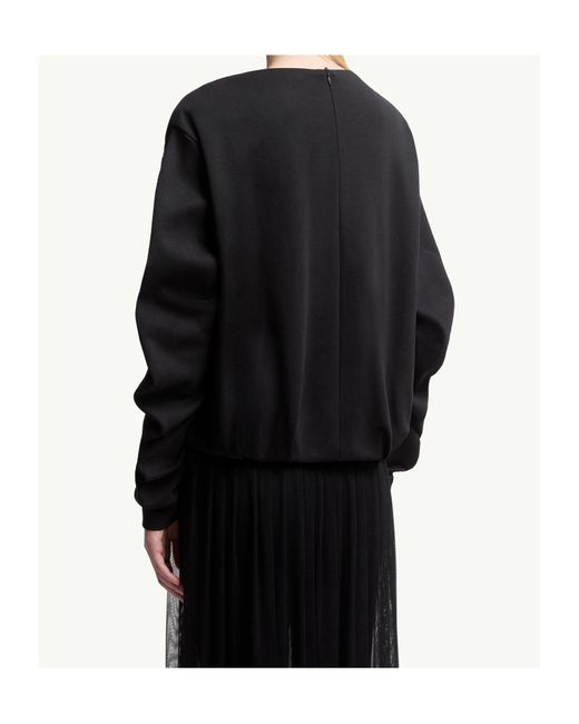 Moncler Black Pleated Crewneck Sweatshirt