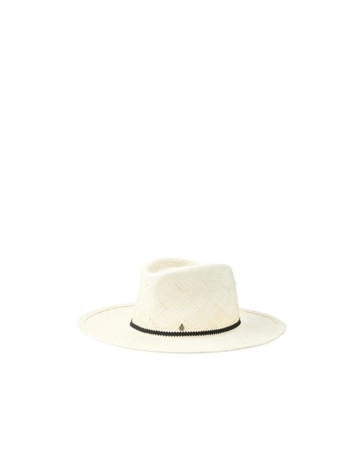 Maison Michel White Mimi Ribbon-Detailed Hat