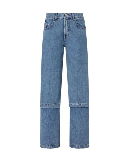 The Attico Blue Paneled High-Rise Wide-Leg Jeans