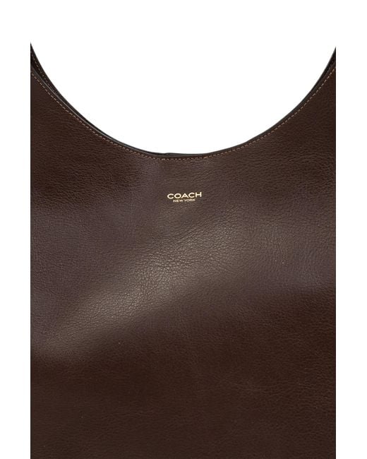 COACH Brown Brooklyn 39 Logo Detailed Shoulder Bag