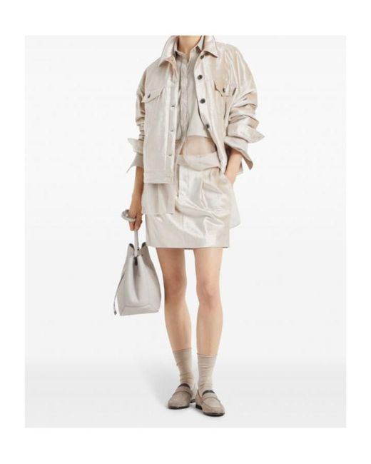 Brunello Cucinelli Natural Button-Up Padded Jacket