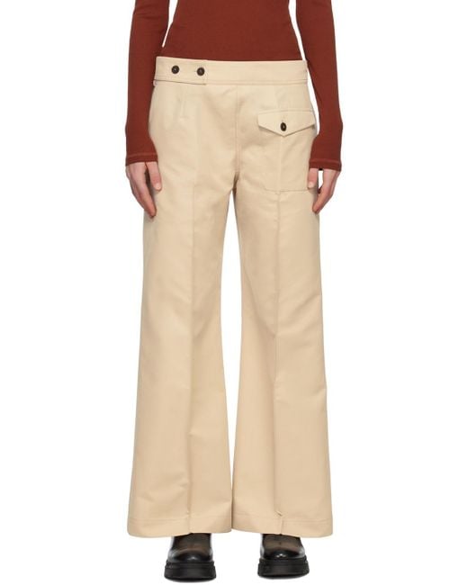 Studio Nicholson Natural Low Rise Tailored Straight-Leg Trousers