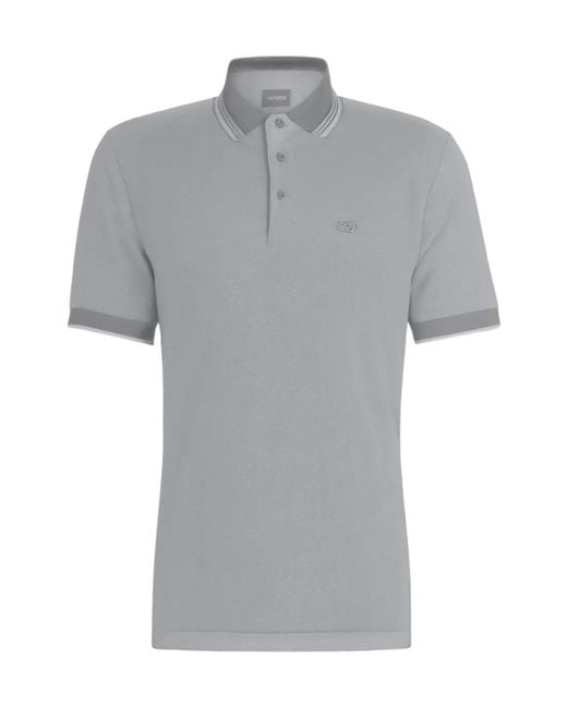 Boss Gray Buttoned Trim Polo Shirt for men