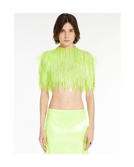 Sportmax Green Sequin-Decorated T-Shirt
