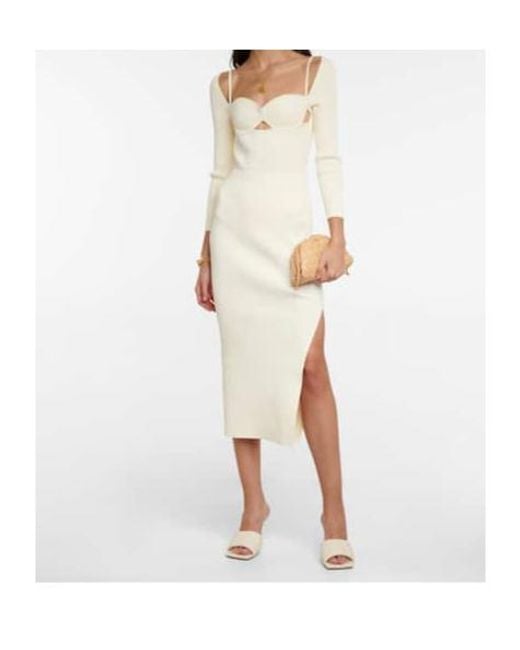 Altuzarra White Irvette Ribbed-Knit Midi Skirt