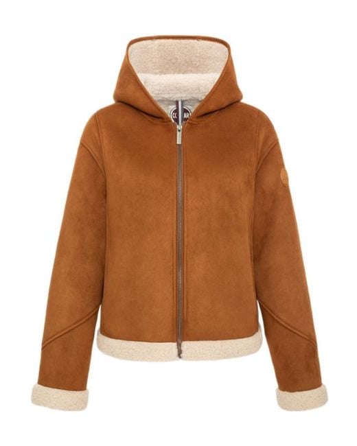 Colmar Brown Hooded Sheepskin Jacket