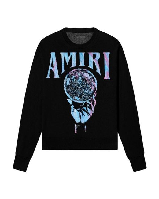 Amiri Black Logo-Print Crew Neck Jumper for men