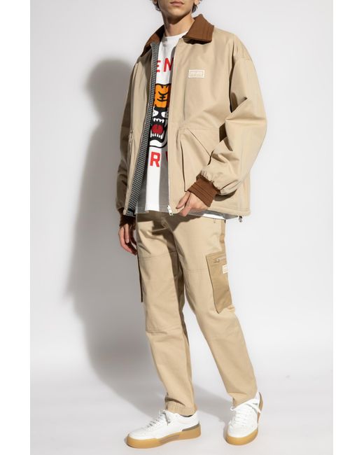 KENZO Natural Straight-Leg Cargo Slim Trousers for men