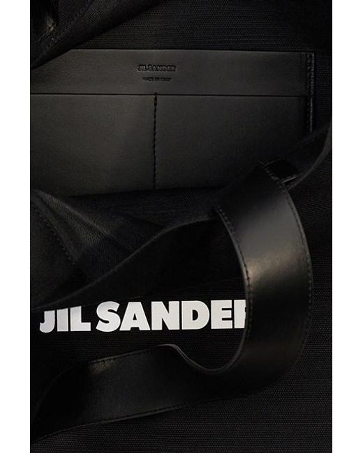 Jil Sander Black Logo-Print Large Open Top Tote Bag