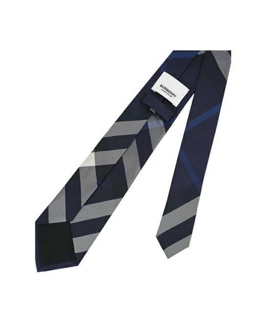 Burberry Blue Checked Pointed-Tip Tie for men