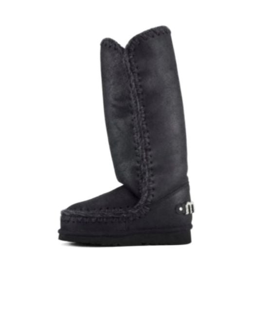 Mou Blue Glitter Logo Eskimo Boots