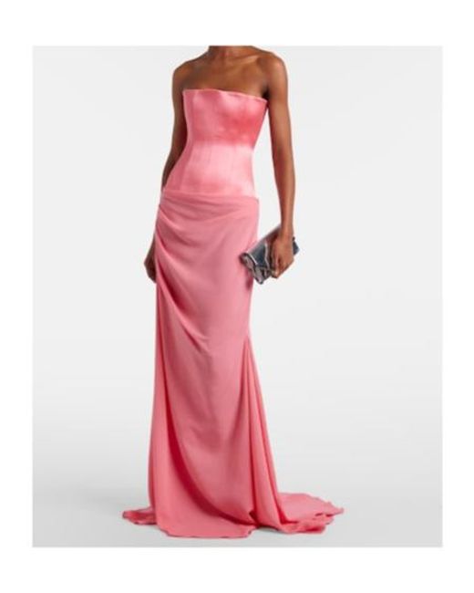 Alex Perry Pink Draped Silk Gown