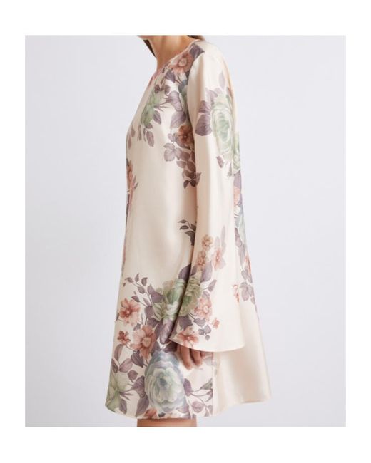 Marella Natural Flared Silk Twill Dress