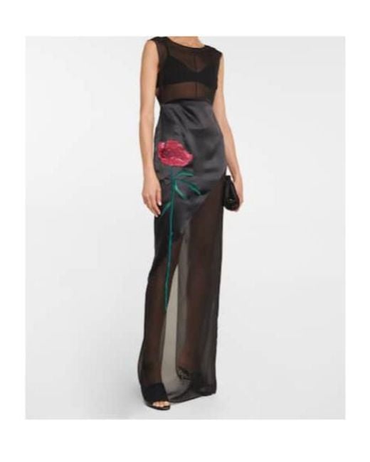 Peter Do Black Embroidered Silk Dress